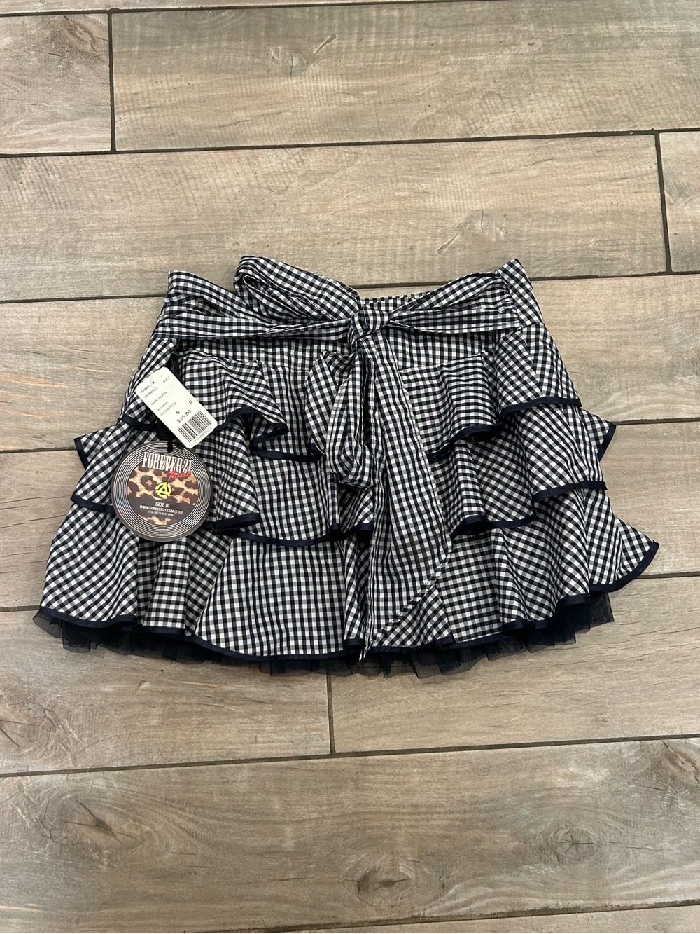 Forever 21 TWIST Gingham Tiered Skirt